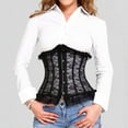 thumbnail image 2 of Tiweut Womens Corset Lace Shaping Bodysuit Waist Cincher with Hook Closure Slim Fit Tops,D-Black,L, 2 of 8