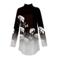 thumbnail image 4 of DENGDENG Blouses for Women 2023 Long Sleeve Turtleneck Shirts Loose Fit Mock Neck Floral Print Tunic Tops To Wear with Leggings Fall Plus Size Clothes Winter Sweatshirts Dark Gray S, 4 of 5