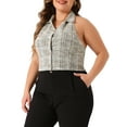 thumbnail image 4 of Agnes Orinda Women's Plus Size Waistcoat Tweed Halter Neck Sleeveless Single Breasted Retro Vests, 4 of 5