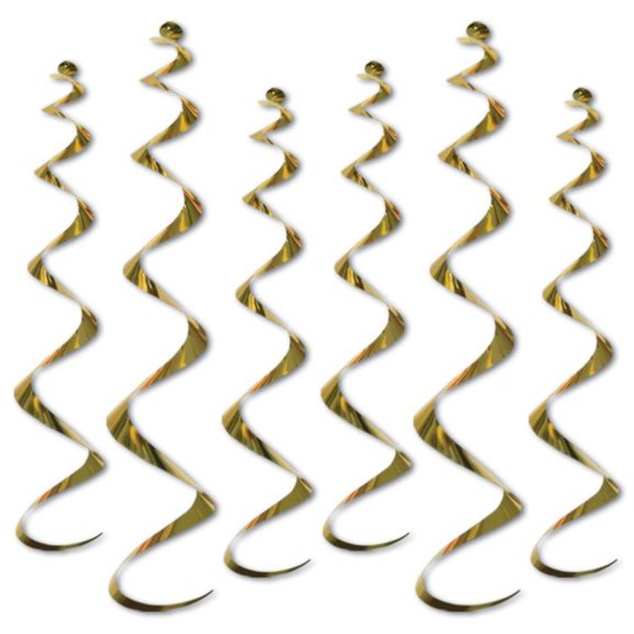 Party Central Metallic Twirly Whirls Hanging Party Decorations - 36" - Gold - Pack of 36