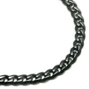 Titanium Kay Black Titanium 4MM Curb Chain Link High Polish Finish Men's Necklace 32
