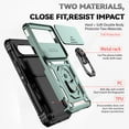 thumbnail image 2 of JTCASES for Google Pixel 8A Case, Heavy Duty Protection Magnetic Car Mount Rotating Stand [Slide Camera Window] Rugged Shockproof Anti-fall Shell for Google Pixel 8A, Darkgreen, 2 of 8