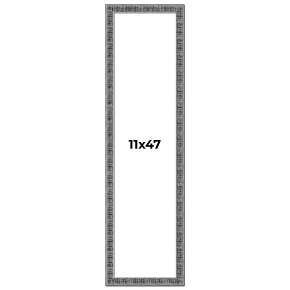 11x47 Frame Silver Black Rustic Sonoma Solid Wood Picture Frame | 1.5 Inch Moulding Width |