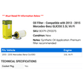 thumbnail image 2 of Oil Filter - Compatible with 2013 - 2015 Mercedes-Benz GLK350 3.5L V6 FI 2014, 2 of 2