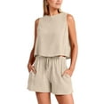 thumbnail image 2 of Coduop Women 2 Piece Outfits Lounge Sets Two Piece Shorts Crop Tops Clothes Beach Set, 2 of 6