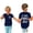 Navy - A, variant on Odeerbi Kids T-Shirts Toddler Boys Girls Cotton T-Shirt Baby Father's Day Print Solid Color Comfortable Short Sleeve Top Beige - A