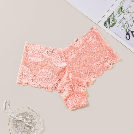uublik Womens Panties Pink No Show Thong Underwear Stretch Breathable Lace Panties