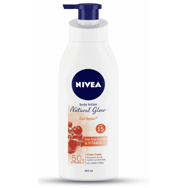 NIVEA Body Lotion Natural Glow, Cell Repair, SPF 15 50x Vitamin C 400 ...