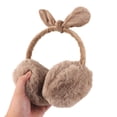 thumbnail image 2 of BadPiggies Women Winter Earmuffs Girl Ski Adjustable Ear Covers Cute Bow Ear Warmer Outdoor Fleece Lining Earmuff - Khaki, 2 of 9