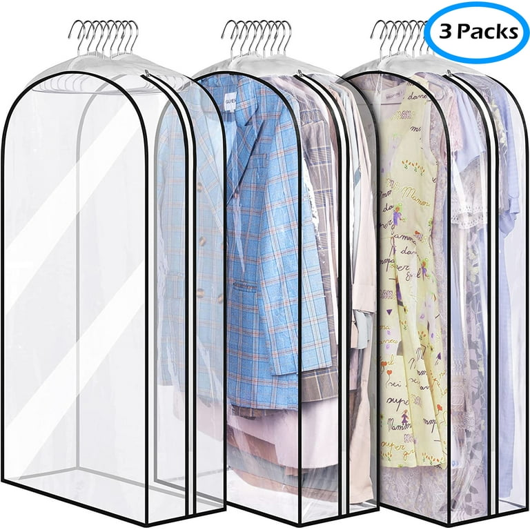 MISSLO 40 Clear Garment Bags for Hanging Clothes Travel Closet Storage  Suits, Dresses, Coats Garment Cover Protector, 3 Packs