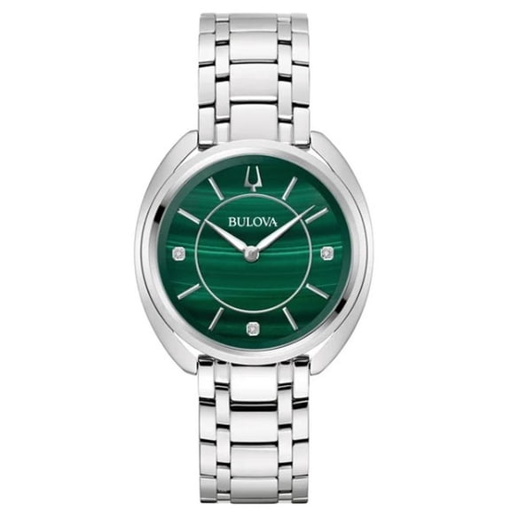 Bulova Classic Diamond Malachite Stainless Steel Quartz Women's Watch 96P256