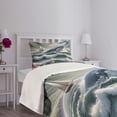 thumbnail image 3 of Ambesonne Nautical Quilted Bedspread Set 2 Pcs, Whale Mountains and Boat, Twin Size, Sea Green Blue and Ruby, 3 of 5