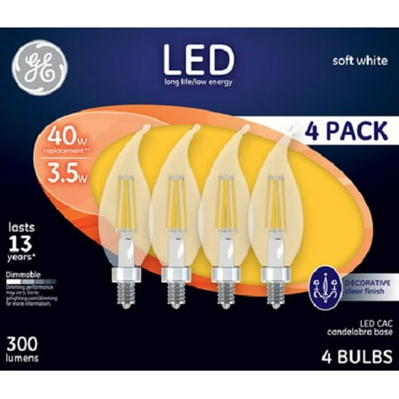 Ge Led 3 5w Soft White Decorative Clear Finish Small Base Ge Led 3 5w Soft White Decorative