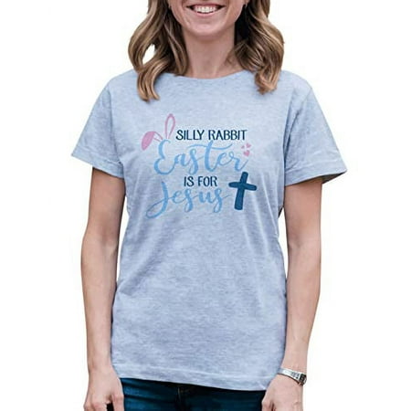 7 ate 9 Apparel Women s Happy Easter Shirts – Funny Silly Rabbit Grey T-Shirt Large