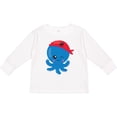 thumbnail image 3 of Inktastic Pirate Octopus, Blue Octopus With Red Pirate Hat Boys or Girls Long Sleeve Toddler T-Shirt, 3 of 5