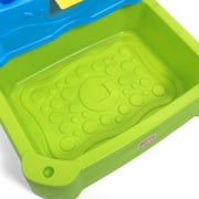 Step2 Waterpark Wonders Two-Tier Blue Plastic Outdoor Toy and Water Table for Toddler with Umbrella