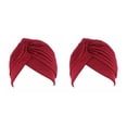 thumbnail image 3 of Maytalsory Femmes Bandeau Plissée Pré Tête Attachée Couvrir jusqu'à Tricot Bonnet Soleil Turban Chapeau Vin Rouge 2Set, 3 of 6