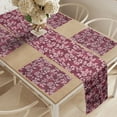 thumbnail image 2 of Ambesonne Floral Table Runner & Placemats, Floral Blooms Garden Art, Placemat 4 pcs + Runner 16"x72", Pale Maroon and Rose, 2 of 2