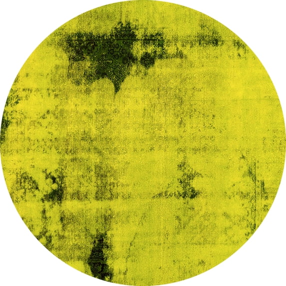 Ahgly Company Indoor Round Persian Yellow Bohemian Area Rugs, 3' Round