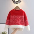thumbnail image 2 of Wxirdiow Baby Sweaters Girls Sweaters Kids Fall Winter Cable Knit Sweater Crewneck Warm Pullovers Fluffy Fuzzy Gradient Sweater Tops Red Size,6-7 Years, 2 of 8