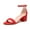 Red Suede, variant on Women's Low Chunky Heel Sandal Ankle Strap Open Toe Block heels Party Dress Shoes for Lady Red Size 9