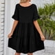 thumbnail image 5 of Vestido plisado con mangas con volantes Traje de vacaciones suelto de color sólido para mujer de tres capas FLhrweasw Nuevo, 5 of 7