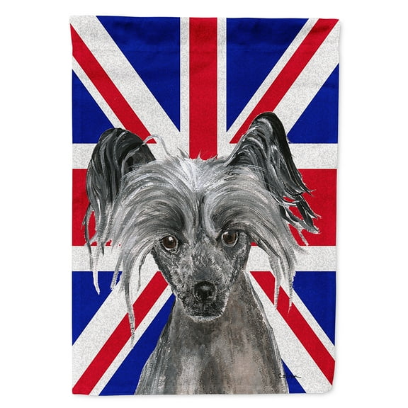 Chinese Crested with English Union Jack British Flag Garden Flag