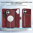 thumbnail image 7 of Allytechgroup 3 In 1 Magnetic iPhone 16e Case with Detachable Wallet & Card Holder, Compatible with Mag-safe PU Leather Folio Cover RFID Protection Phone Case for Apple iPhone 16e,Red, 7 of 7