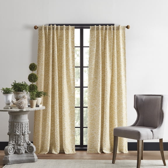 Martha Stewart Vineyard Curtain Panel Pair, Gold, Back Tab, Light Filtering, Indoor, Adult, 2 Piece Set, 50" x 84"