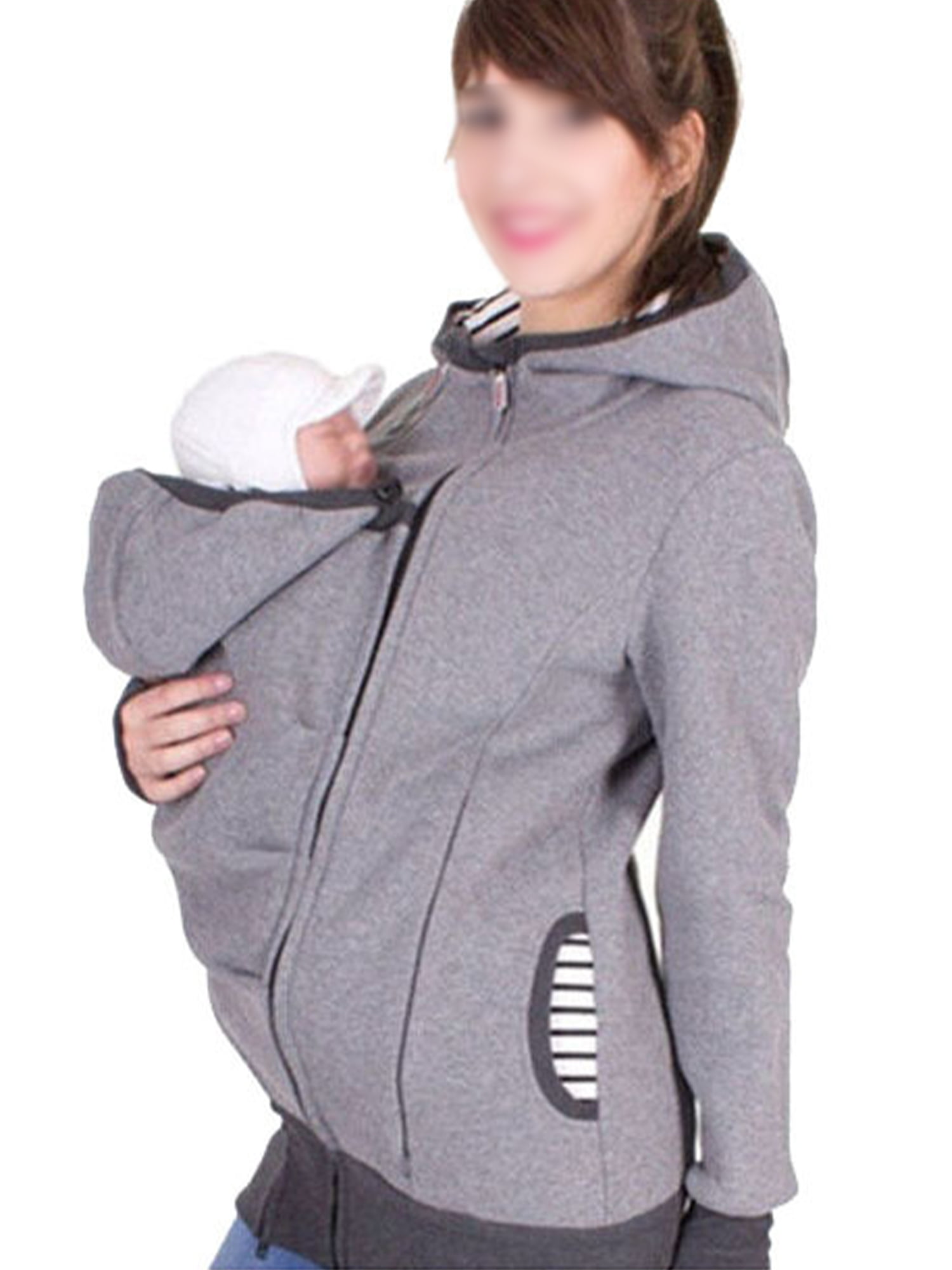 Women’s Maternity Breastfeeding Kangaroo Hoodie Sweatshirt Jacket for Baby Carrier Wrap Top Wearing Care Shirts Coat Orange 