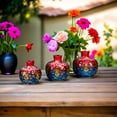 thumbnail image 3 of Handmade Turkish Ceramic Pomegranate Vase Set - 3-Piece Colorful Decorative Accents for Home, Tabletop, Shelf, or Gift Vases, 3 of 4