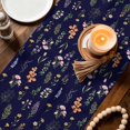 thumbnail image 4 of Navy Blue Botanical Wildflowers Table Runner 70 Inches Long, Rustic Floral Cotton Linen Table Runners Dresser Scarves, Decorative Fabric Tabletop Scarf Furniture Cover for Home Dinner Party 13"x70", 4 of 9