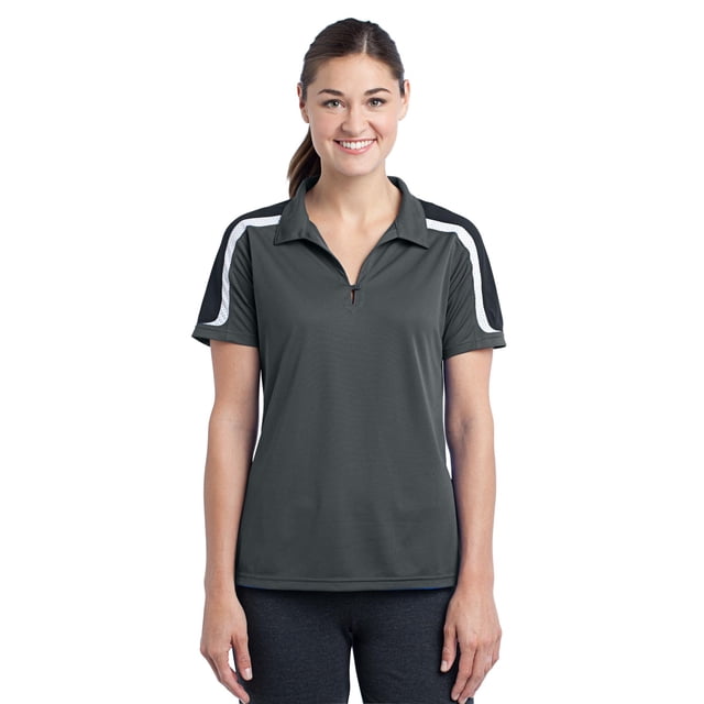 Polo tricolor de micropique Sport-Tek Sport-Wick 3XL Irn Gry/Blk/Wh