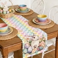 thumbnail image 4 of AZXY Easter Table Runner 13"x71" Table Runner with Watercolor Bunny Easter Eggs Pastel Checkered Design, Spring Easter Table Decorations for Home Kitchen Dining Coffee Table Easter Party Decor, 4 of 7