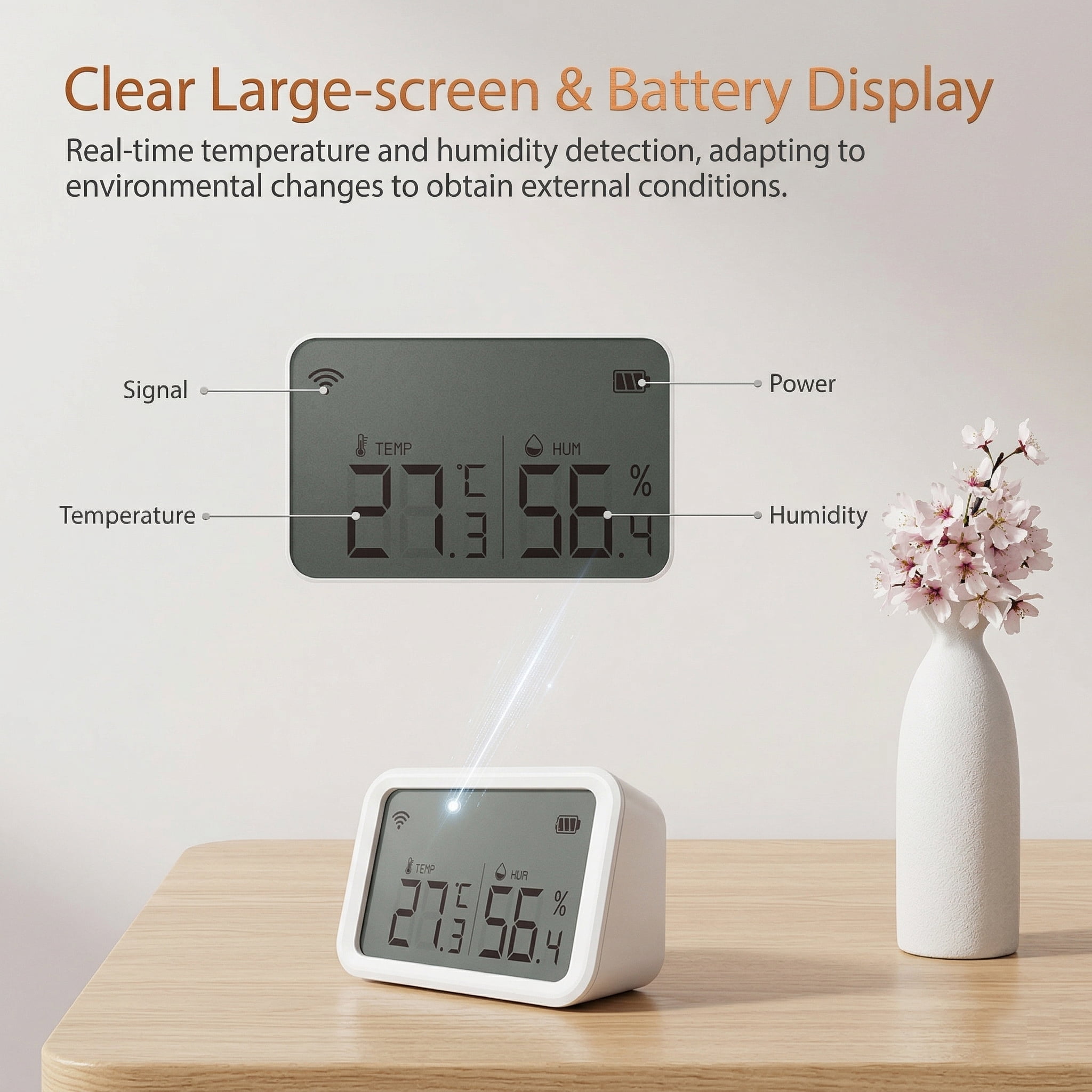 Smart Zigbee Temperature and Humidity Sensor with LCD Display, Real-time Monitoring via Smart Life,Tuya App,Work with Alexa,Google Assistant, Digital Hygrometer Thermometer(Zigbee Hub Required)