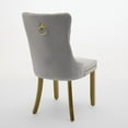 thumbnail image 5 of Set of 2 High-end Tufted Dining Chairs, Solid Wood Frame, Velvet Upholstery, Golden Wood Legs, Nailhead Trim, Milky White, 5 of 9