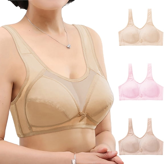 Swuxness Women's Plus Size Wireless Bra, Woman's Bras, Women's Plus Size Thin Breathable Comfortable Support Everyday Wear Bras Pink, 44/100C