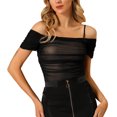 thumbnail image 1 of Allegra K Blusa Camiseta Sin Mangas Cuello Halter Acanalado Plisado De Verano Casual Para Mujer Negro XL, 1 of 6