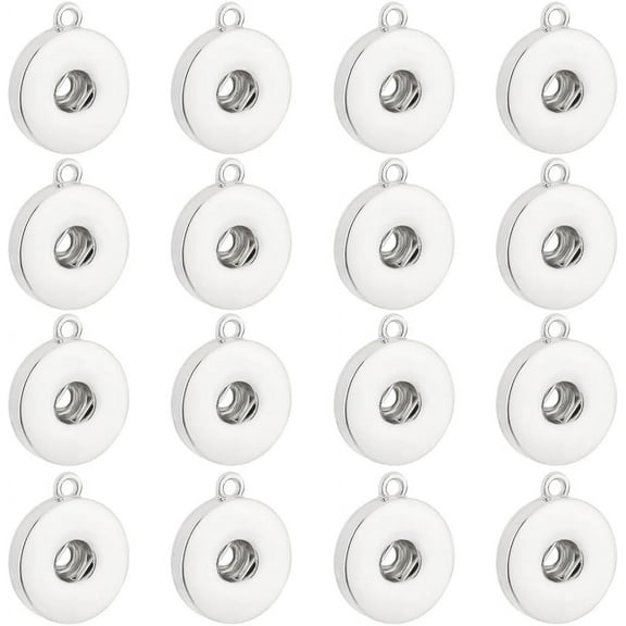 1box Alloy Hang Snap Base for Interchangeable Snap Jewelry Making Flat Round 23x19x5mm Hole: 2mm 16pcs/box
