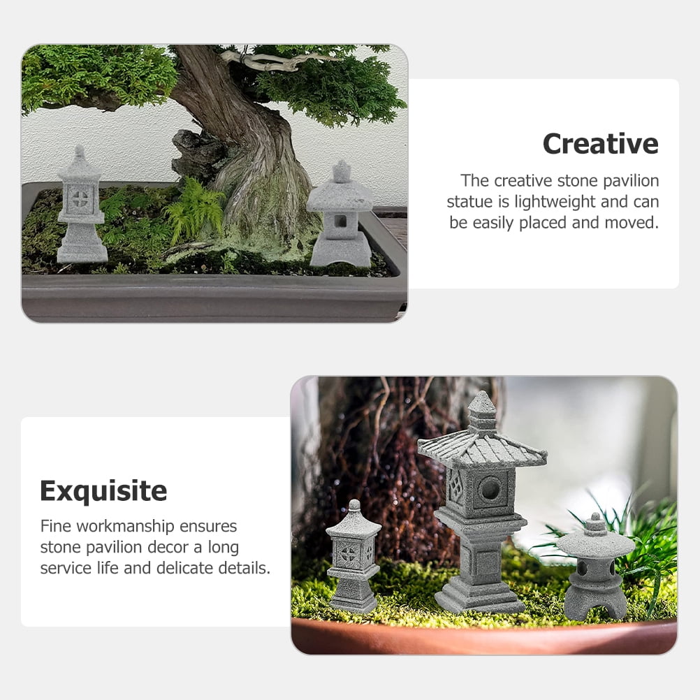 Miniature Chinese Pagoda Sculpture - 5-Tier Tower Ornament For Aquarium, Bonsai, Terrarium & Garden Decor (5.5x4.5x11.5cm)