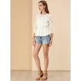 thumbnail image 2 of INSPIRE CHIC Blusas de encaje semitransparentes de cintura elástica con mangas 3/4 para mujer Camisas blanco L, 2 of 6