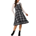 thumbnail image 2 of INSPIRE CHIC Plaid Vintage Dress for Women Ruffled Sleeveless Tie Waist A-Line Pinafore Overall Dresses S Black White, 2 of 6