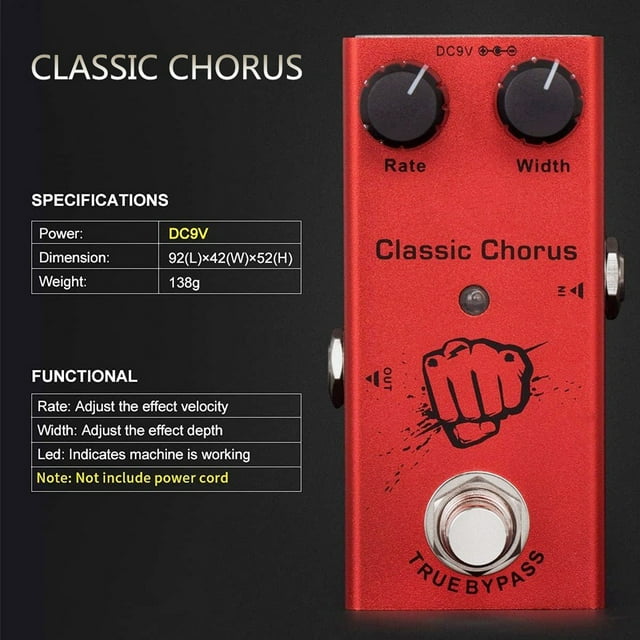 Pédale d'Effet de Guitare Portable Distortion Retard Chorus Tremolo Overdrive Numérique