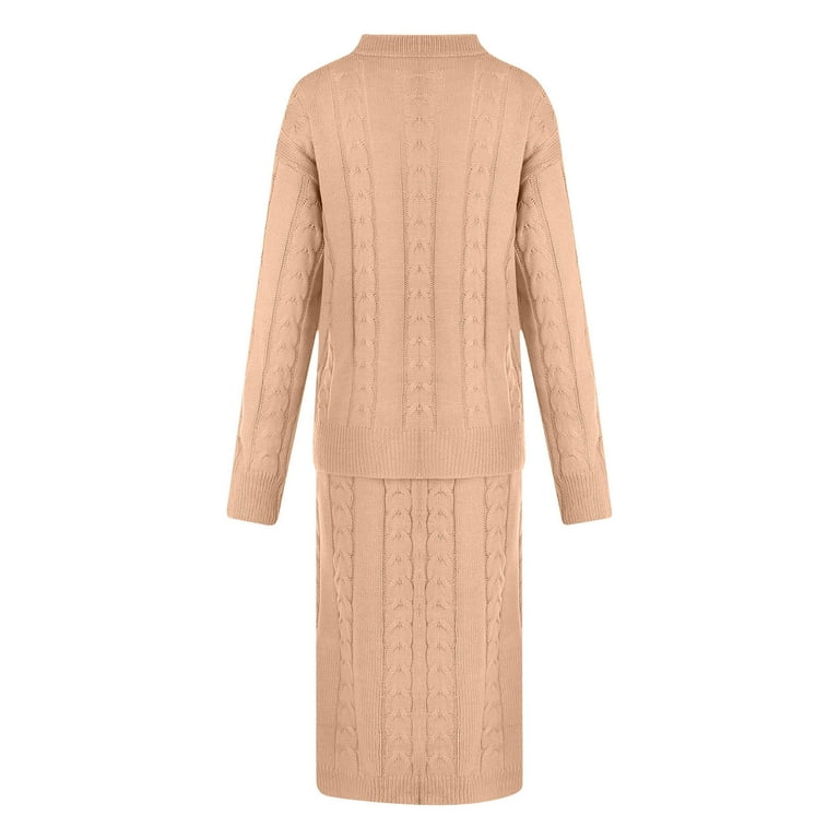 Clearance RQYYD Women s Winter Chunky Cable Knit Long Skirt 2