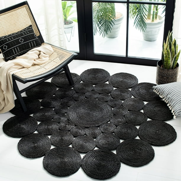 Safavieh Handmade Natural Fiber Azelia Country Jute Rug Black 7 X Round 6 8 Living Room Bedroom Dining Rectangle Com Safavieh Handmade Natural Fiber Azelia, 7 Round Natural Fiber Rug