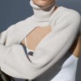 thumbnail image 4 of Suéter de punto jersey Zulema cuello alto manga larga blanco, 4 of 7