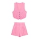 thumbnail image 4 of HH TRAF Conjunto de 2 piezas de moda para mujer, camiseta sin mangas con escote en V y un solo pecho + minipantalones cortos elegantes con cintura alta y bolsillo trasero con cremallera, 4 of 4