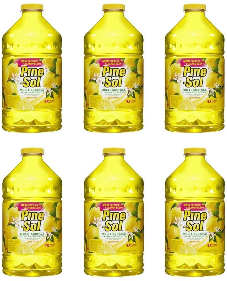 PineSol MultiSurface Cleaner,and Disinfect, Lemon Fresh, 100 Ounce Bottle (Pack of 6