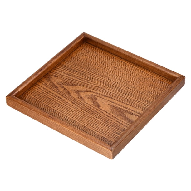 Bandeja Decorativa Cuadrada de Madera Uxcell de 9.4" para Decoración del Hogar y Cocina con Velas Marrón