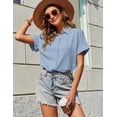thumbnail image 5 of Zeagoo Button Down Shirts for Women Short Sleeve Trendy Lightweight Summer Tops Collar Work Blouse, 5 of 6